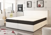 Postel s matrací BOXSPRING a ÚP DETROIT 180x200cm (PUR - bílá/černá)
